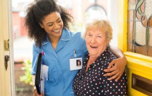 community care nurse with senior patient